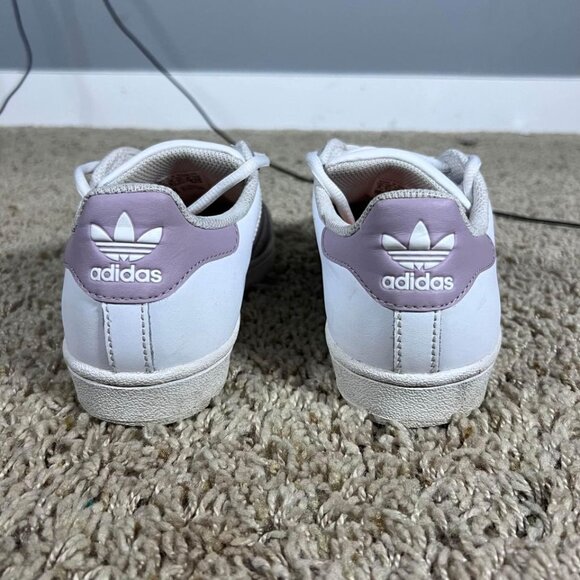 Adidas Superstar white/purple shoes womens size 6 - Picture 4 of 6
